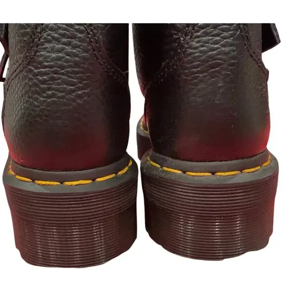 Dr. Martens Devon Heart Buckle Leather Platform Boots Black, Size US 6 - Picture 4 of 11